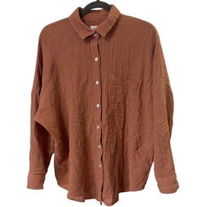 American Eagle Light Terracota 100% Cotton Go Big Button Down Shirt S